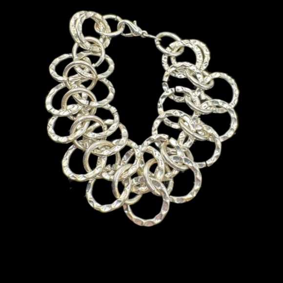 Jewelry - Silver tone Bracelet Double Link Chunky Lightweight Lobster Clasp